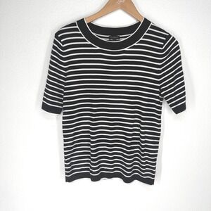 Talbots Striped Short Sleeve Cotton Rayon Sweater Lightweight New England Preppy